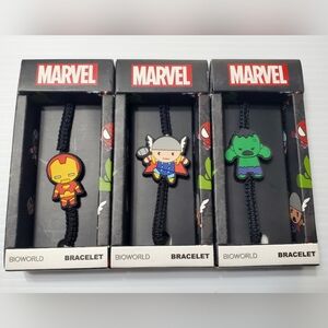 Marvel Avengers Kawaii Adjustable Cord Bracelets with Rubber Charms SET NIB